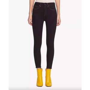 NWT Rag & Bone Miich Highwaist Skinny Jeans Black Hot Pink Contrast Stitching 25